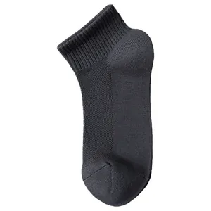 Men's breathable mesh sports ankle socks with anti-odor fabric in charcoal grey finish