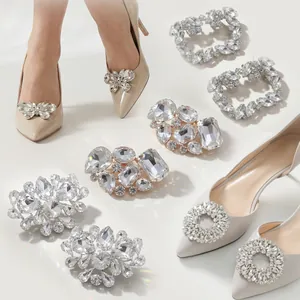 Handmade Crystal Rhinestone Bridal Shoe Clips For Wedding Heels Elegant Artificial Pearl Floral Removable Shoe Buckles Jewelry Decor