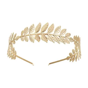 Serre-tête élégant en feuilles de laurier dorées accessoire cheveux mariée baroque