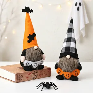 Handgefertigtes Halloween-Gnom-Plüschset mit BOO-Bannern für Grusel-Tischdeko