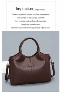 Macro view of a brown vintage-style large capacity handbag with leather texture