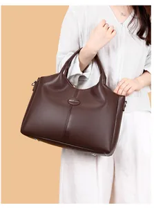 Elegant brown leather handbag for women featured in a professional lifestyle shot
