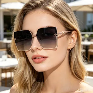Lunettes De Soleil Carrées À Grande Monture UV400 Polarisées Verres TAC Mode Streetwear Pour Femmes