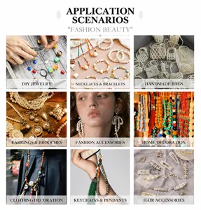 Collage showing various DIY jewelry application scenarios using stone beads and pearls