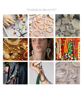 Collage showing various DIY jewelry application scenarios using stone beads and pearls