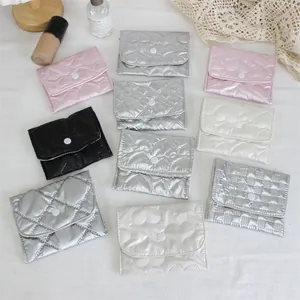 Set of quilted PU leather coin purses and heart pattern storage bags in assorted colors