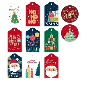 Juego de etiquetas de regalo de Navidad con ilustraciones festivas y mensajes navideños
