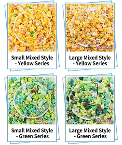 Mixed sizes of colorful resin cartoon charms in yellow and green for DIY phone case crafts