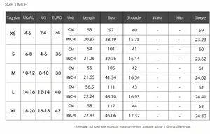 Comprehensive size chart for women's solid color plush long sleeve casual coat.