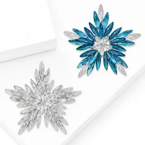 Elegant full crystal snowflake brooches for Christmas sweater and suit accessories.