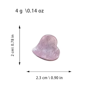 Pink glitter acetate heart hair claw clip showing size measurements and weight data