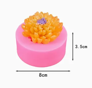 Detailed 3D peony flower silicone mold for DIY candles with 8cm width and 3.5cm height