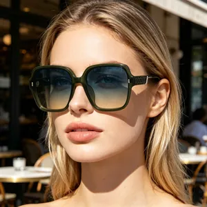 Square Large Frame Sunglasses For Women Polarized TAC Lens UV400 Anti Glare PC Frame Braided Texture Fashion Outdoor Driving