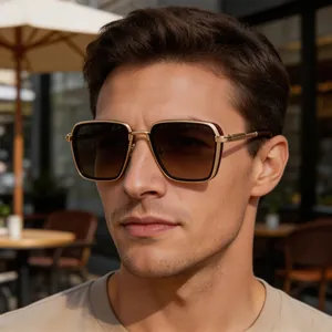 Retro Square Frame Sunglasses For Men UV400 Protection Metal And PC Material Fashion Punk Style Eyewear