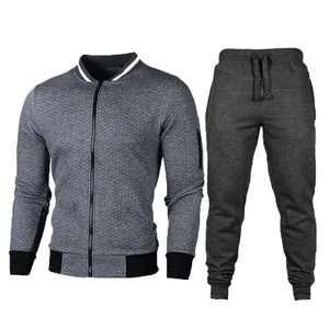 Survêtement 2 pièces matelassé gris pour homme avec veste zippée et pantalon de sport