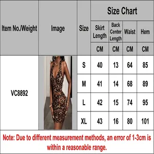 Guide des tailles détaillé pour l'ensemble jupe léopard dos nu de la taille S au XL