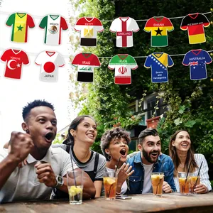 2026 World Cup soccer theme bunting banners hanging for outdoor party decoration scenes