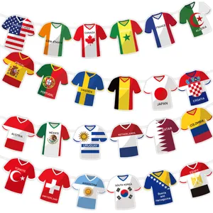 Soccer Jersey Shape Bunting Banner International Flag Pattern Hanging Garland For Football Sports Party Venue Decor