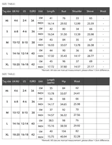Detailed size guide for Y2K sexy long-sleeve T-shirt and skirt two-piece set for women.