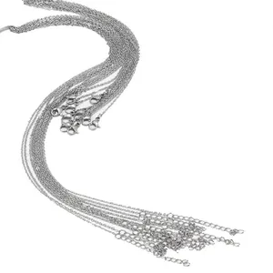 Detailed view of silver stainless steel O-chain necklaces with lobster clasps for DIY