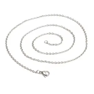 Detailed view of stainless steel O-chain necklace spiraled with a durable lobster clasp