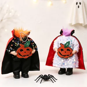 Halloween Headless Vampire Holding Pumpkin Doll Decoration Sequin Plush Cloak Ornament For Party Home Indoor Festive Decor
