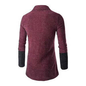 Eleganter Herren-Strickcardigan in Burgund und Anthrazitgrau, Rückansicht-Ansicht