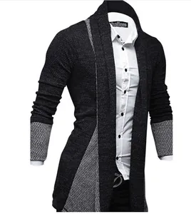 Modische schmal geschnittene Herren-Strickjacke mit Spleiß-Farbblock für Freizeit