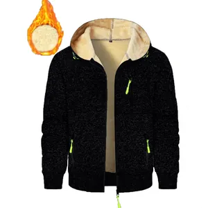 Dicke Herrenjacke mit Jacquard-Muster, warmem Fleecefutter und Neon-Akzenten