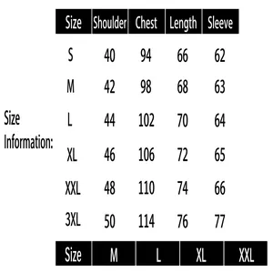 Detailed size chart for men's long-sleeve athletic fitness T-shirt with S to 3XL measurements