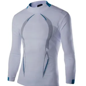 Men's breathable quick-dry compression long-sleeve sports T-shirt with geometric patterns
