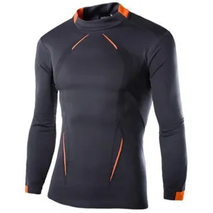 Professional men's long sleeve quick dry compression shirt for fitness and training