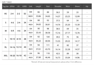 Comprehensive size chart for floral tie-waist chiffon summer dress including XS-XXL measurements.
