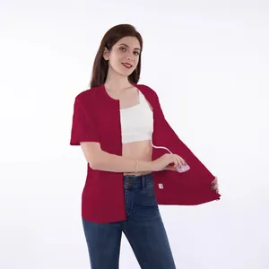 Post-mastectomy recovery shirt for women with drain pockets and full front zipper