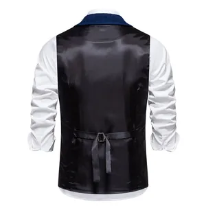 Professional back view of vintage men's suit waistcoat with adjustable buckle strap