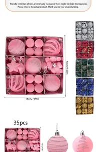Detailed view of 35pcs Christmas ball ornament set with mixed colors and textures