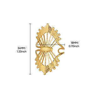 Detailed size view of a gold-plated stainless steel geometric filigree hollow ring