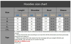 Guide des tailles complet pour sweat à capuche d'automne pour hommes avec tailles US et UE