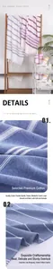 Close-up detail of soft blue striped Turkish cotton beach towel with fringed tassels