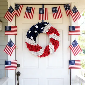 Patriotic July 4th Independence Day feather wreath decoration for front door decor