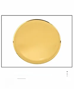 Detailed view of Nordic gold round stainless steel tray with polished mirror finish