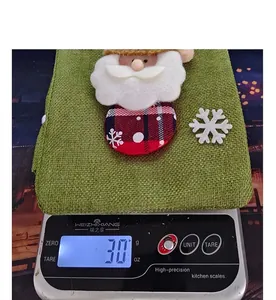 30g lightweight Christmas burlap wine bottle cover with a 3D Santa Claus figurine detail