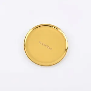 Modern Nordic golden metal round tray for jewelry organizer and home decoration