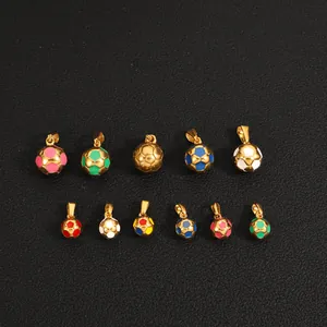 Variety of colorful 18k gold plated stainless steel soccer ball pendants for necklaces