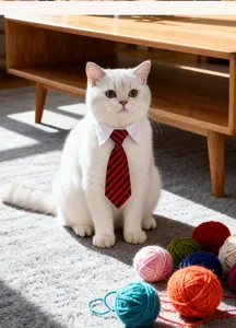 Close-up of a gentleman pet necktie with red and black stripes on a white collar