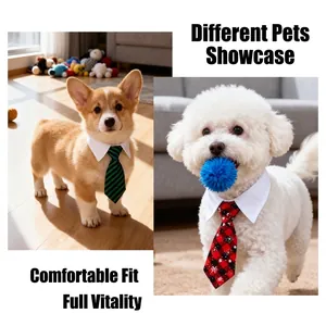 Formal gentleman style pet shirt collar with adjustable tie set for small dogs and cats