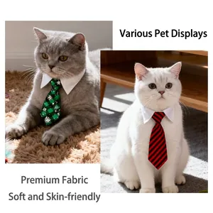 Handsome pet ties with white collars for cats and dogs Christmas party accessories