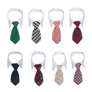 Set of 8 assorted adjustable pet necktie collars for stylish cats and small dogs