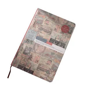 Vintage A5 kraft paper notebook with retro European illustration cover and ribbon bookmark