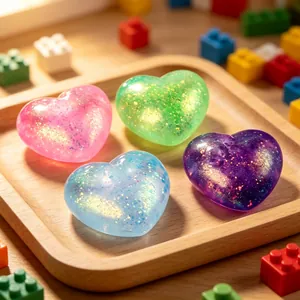 Heart Shaped Maltose Squeeze Toy Glitter Sequins Stress Relief Squishy Toy For Kids Adults Sensory Fidget Toy Gift